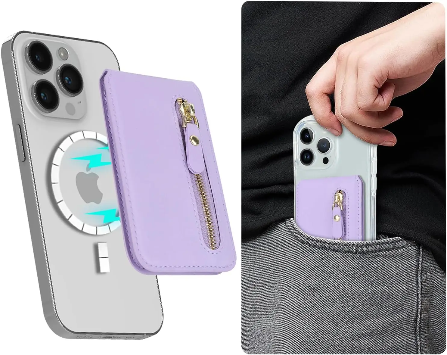 Custom magnetic card wallet holder Pu leather women phone wallet credit card holder for iPhone 15/14/13/12 Pro Max/ Pro Series