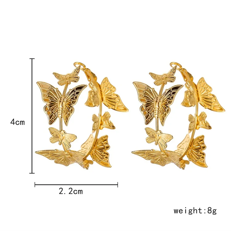 Изготовленный на заказ серьги-гвоздики, красивые золотые женские серьги инкрустация C-Позолоченные ювелирные изделия в форме серебристо-золотые ювелирные изделия аксессуары в Корейском стиле с бабочкой модные серьги-гвоздики