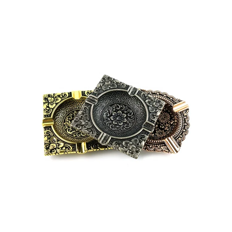 Wholesale Factory Custom Unique Metal Antique Gold Ashtray Cigar