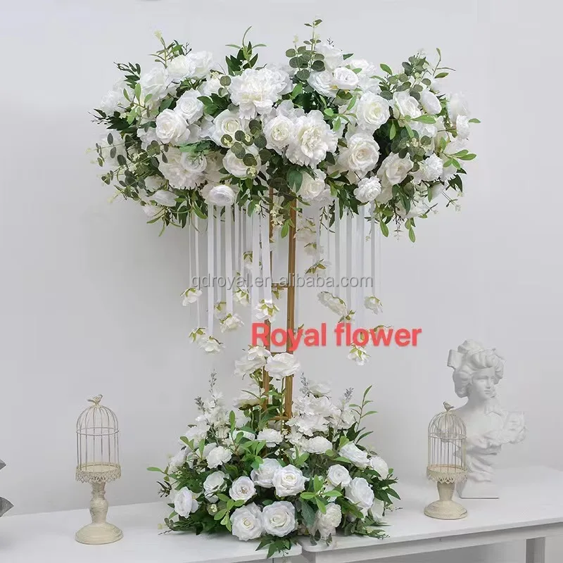 new design Customized Roses babybreath runner Backdrop Panel Decoration Artificial Flowers Rustic Wedding Bride Chuppah Arch