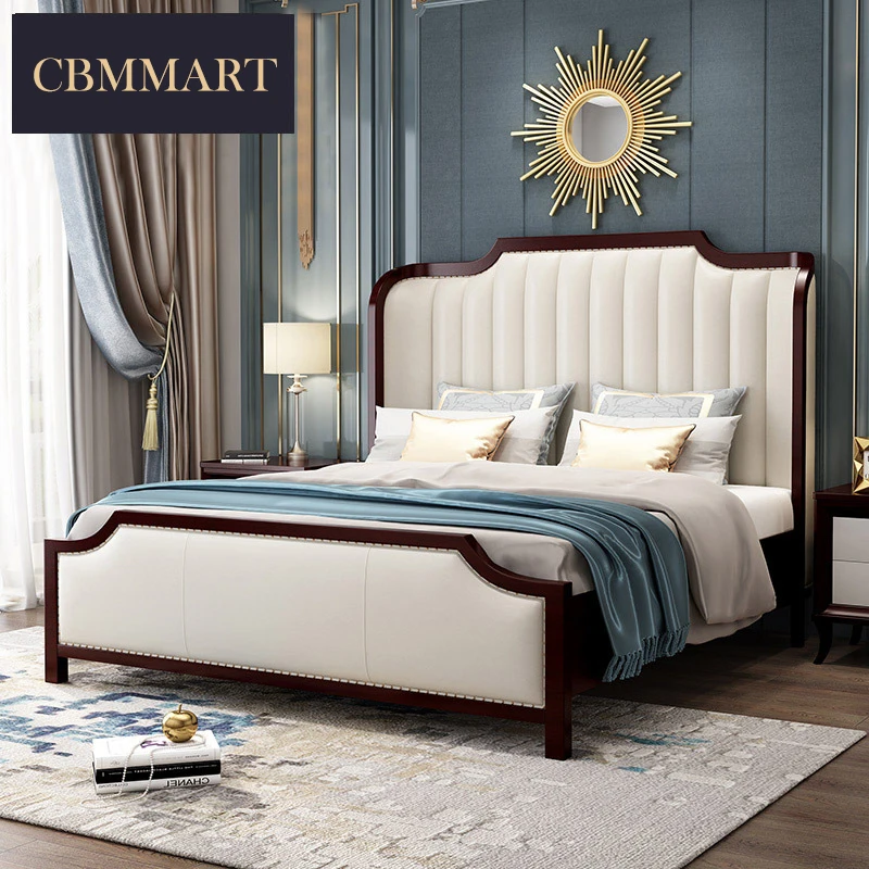 Hot Sell Luxury Design Solid Wood  Bed Room Furniture King Size Queen Size Bed