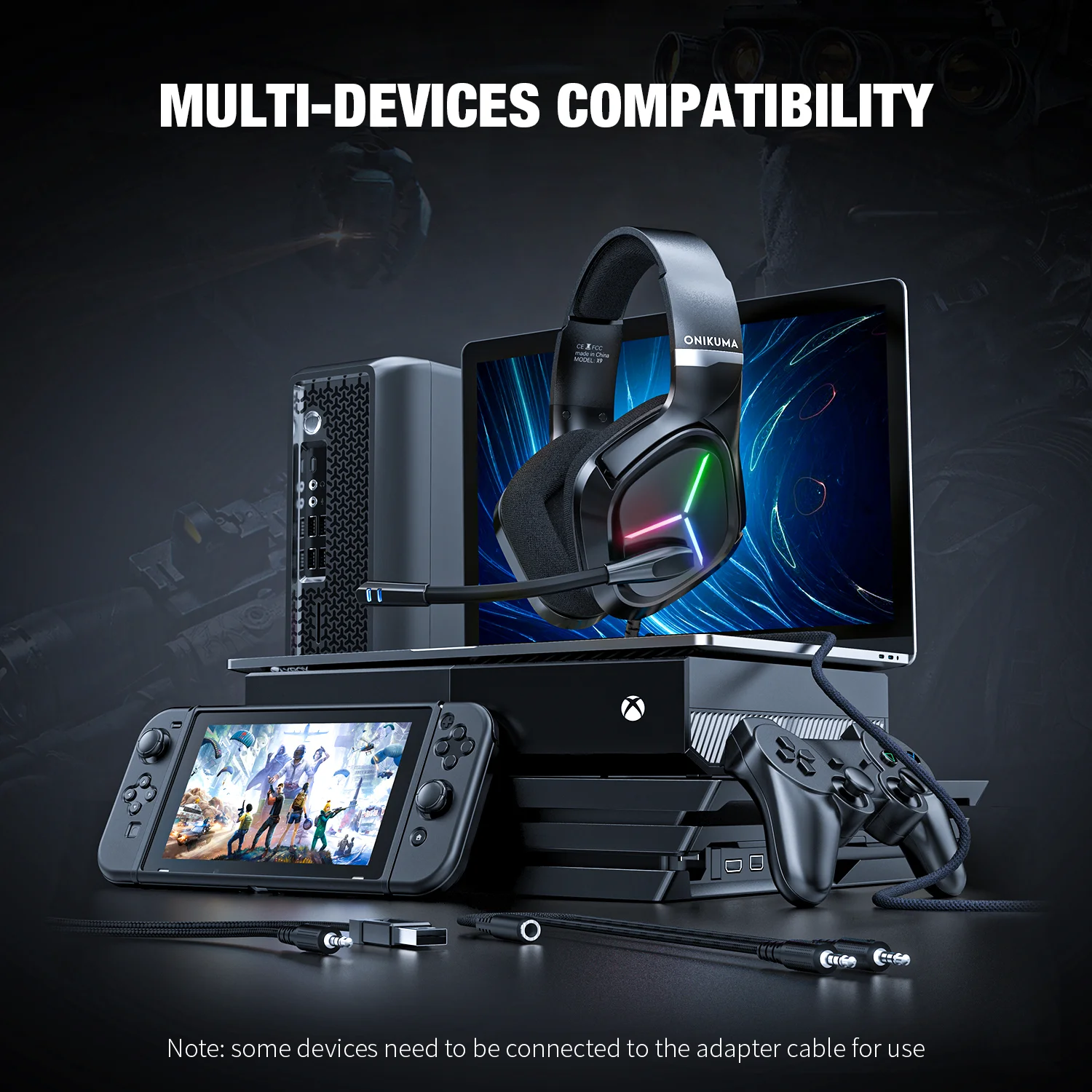 X9 headset Wired Headphones RGB Light Onikuma Brand Owner Factory Price Gaming Earphone & Headphone & Accessories