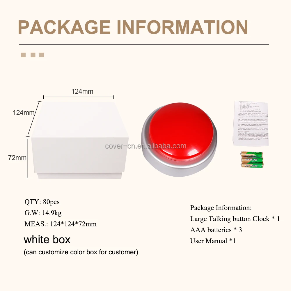 Custom Extra Large Button Talking Clock with Alarm Volume Control Speaks Time, Date and Day for Blind, Elderly,Visually Impaired