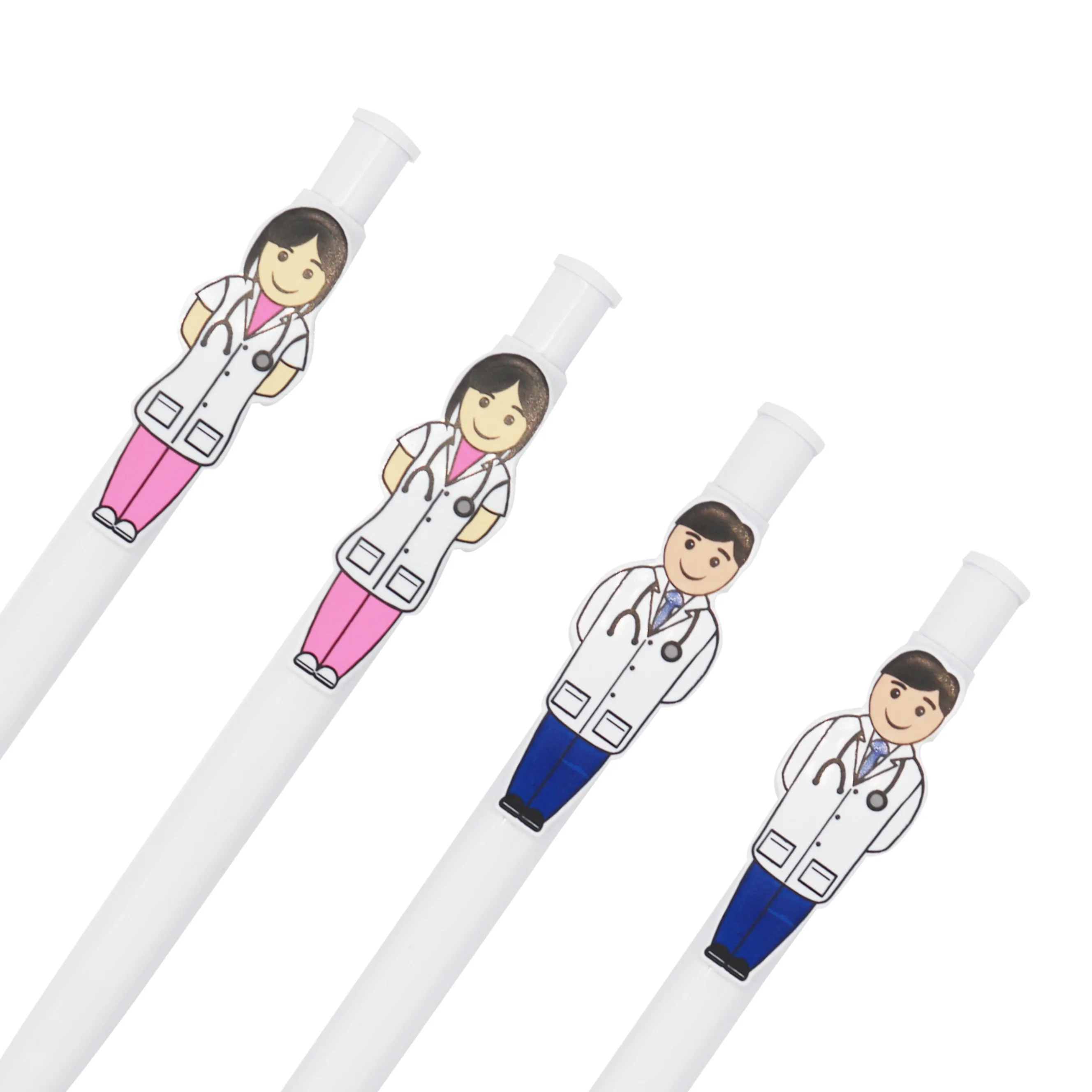 hot wholesale medical promotional doctor nurse gift ball pen with 3D custom design clip-Cartoon Doctor nurse Ball Pens custom
