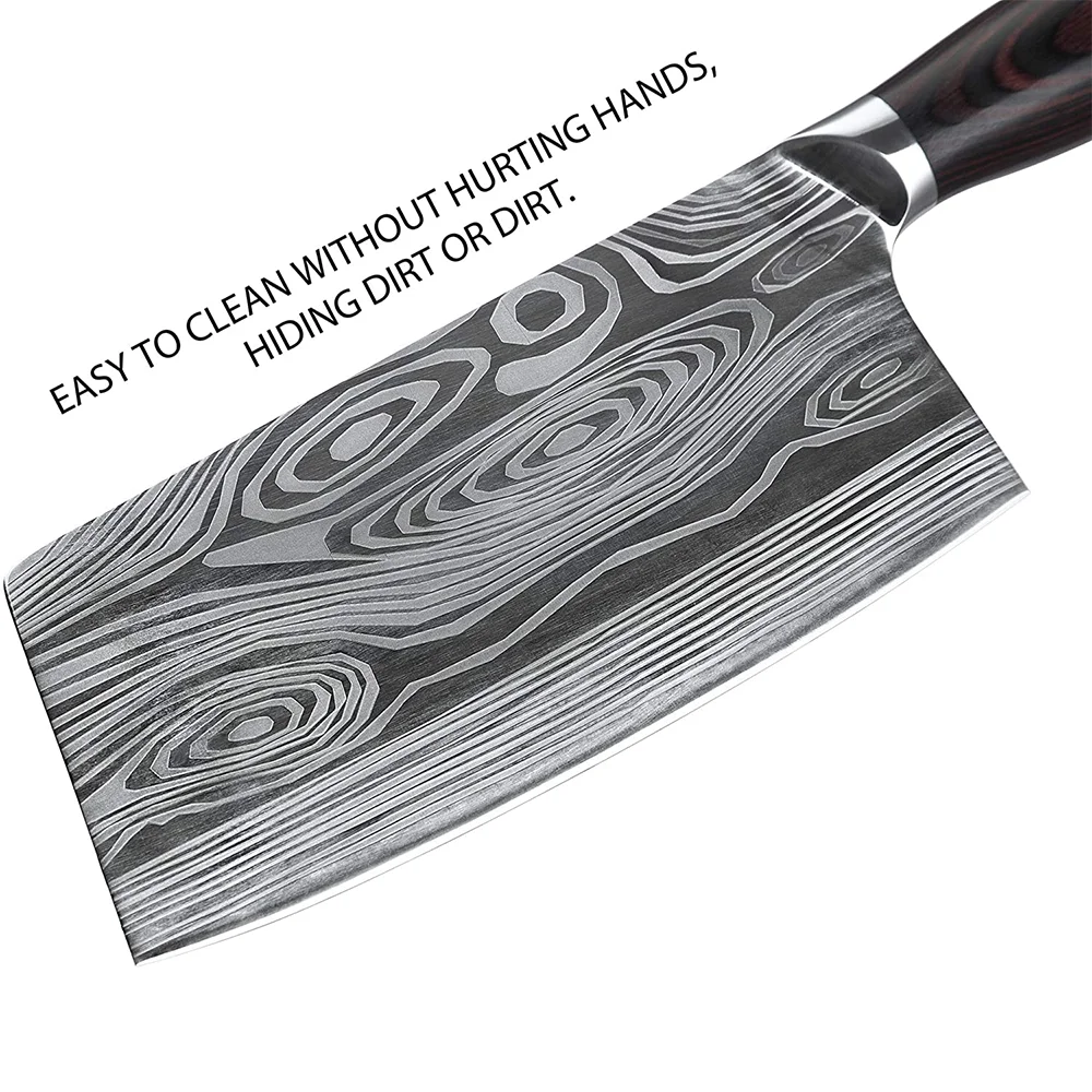 lo mas vendido Forever Sharp german steel damascus knives 7 Inch chinese butcher chef knife kit Cleaver wood handle for meat