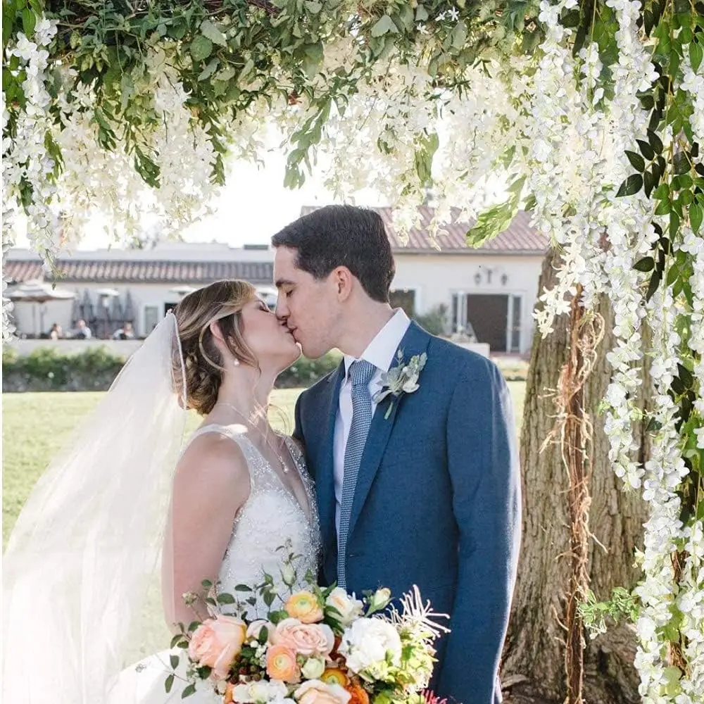 2024 Newlywed silk artificial wisteria flower hanging vine flower Artificial vine for party home garden outfit