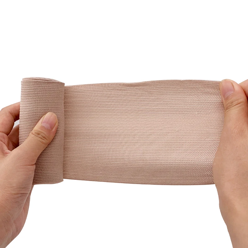 OEM CE Approved High Elastic Cohesive Elastic Bandage Skin Color Cotton Crepe Bandage for Hospitals Medical Crepe Bandage