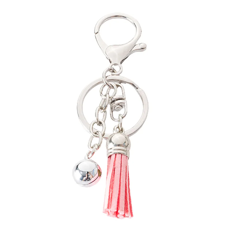 Popular DIY Handmade Zinc Alloy Key Chain Colorful Pendant Metal Keychain with Tassels and Bell