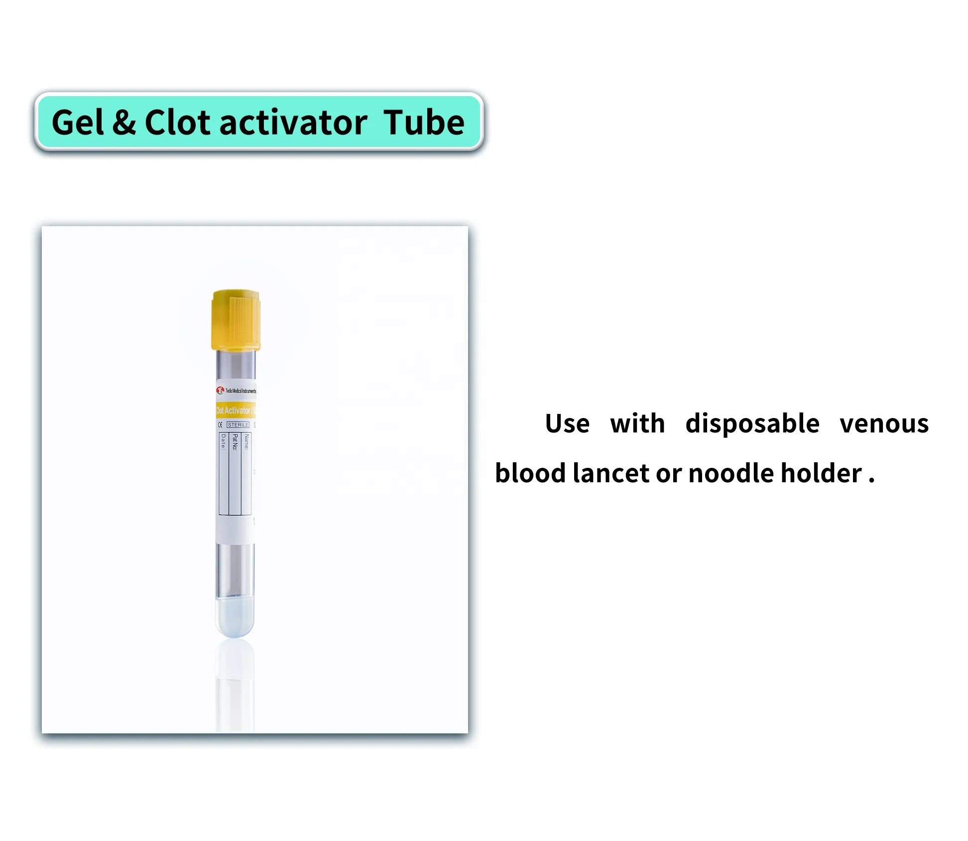 Medical Vacuum Blood Collection Tube CE Approval Yellow OEM Glass Clot Activator tube / 5-15ml SST tube