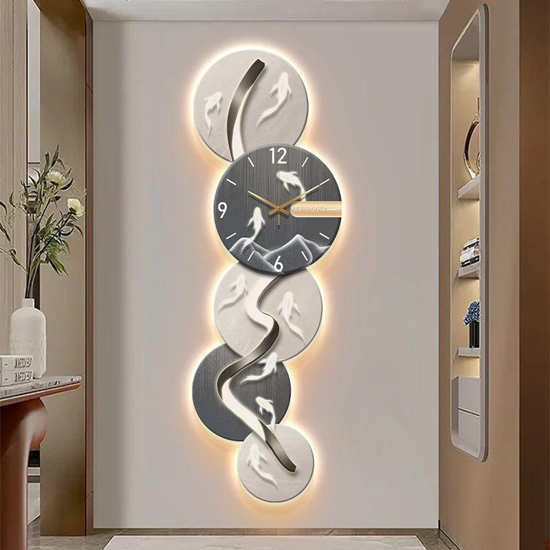 High-end luxury 3D wall art Led light abstract clock home decoration background decoration art style still life