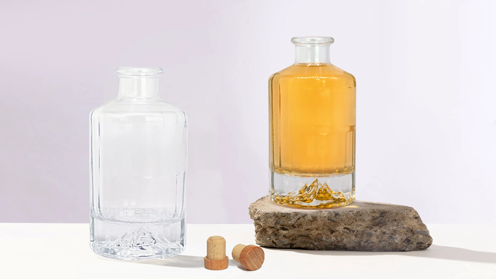 Satisfaction guarantee 250ml transparent thick bottom iceberg glass bottle vodka bottle liquor rum custom craft with cork