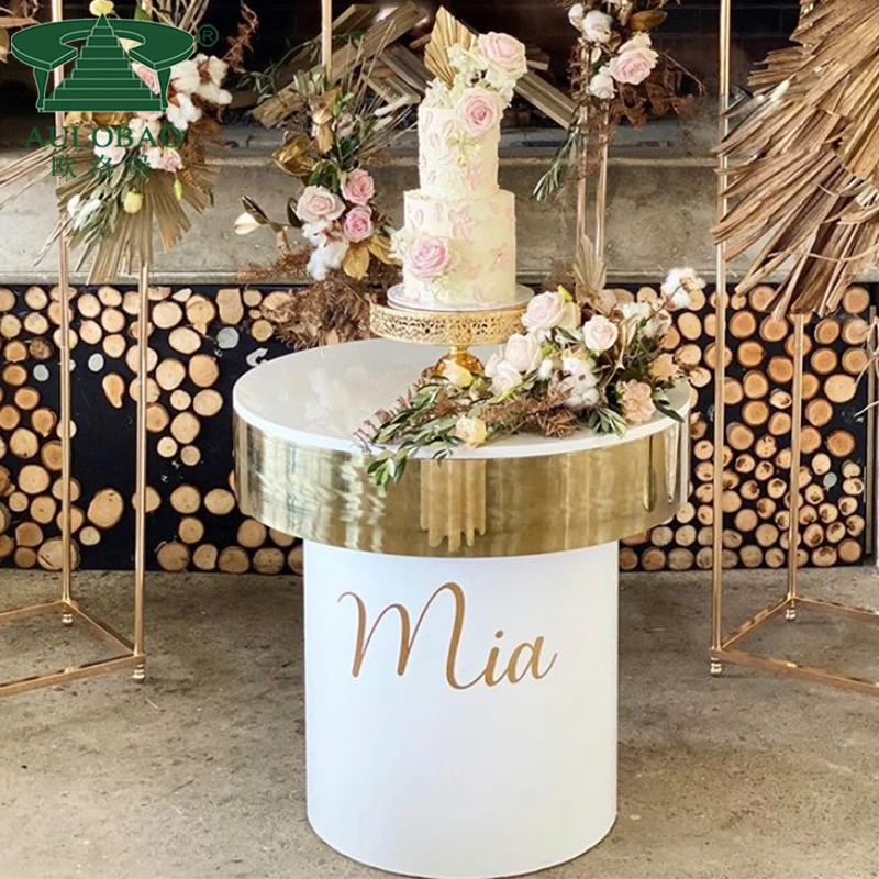 Свадебное украшение, Золотой металлический круглый элегантный свадебный стол для торта