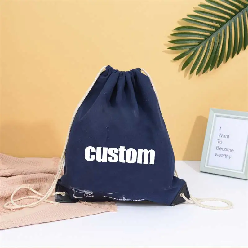 Hot Selling custom logo Printing Drawstring Bags Cotton Drawstring keep it Calico Bag Custom drawstring backpack