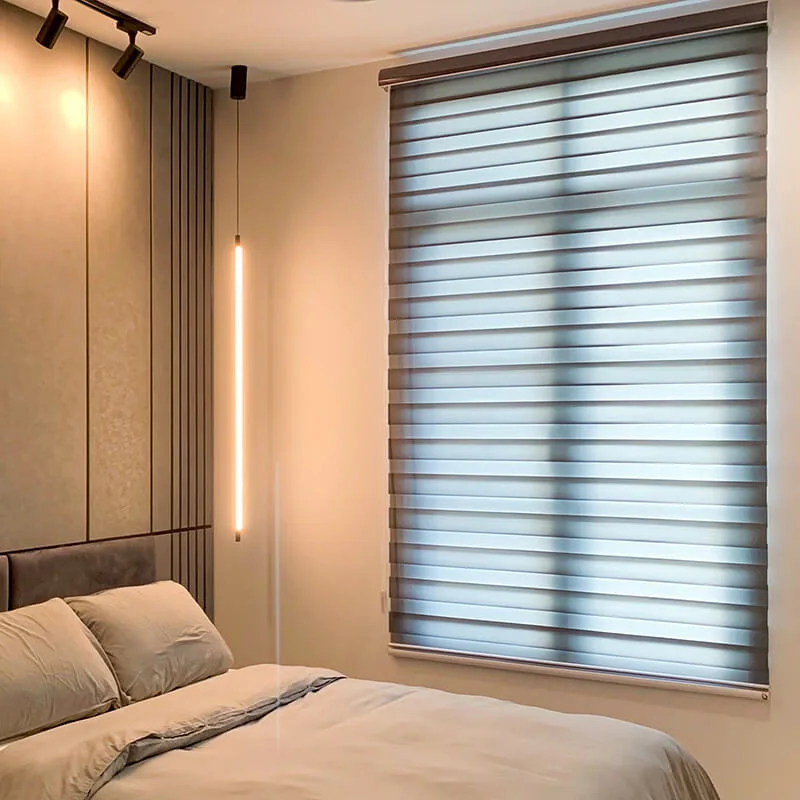 Cream colored L-shaped aluminum alloy blinds for study and office
