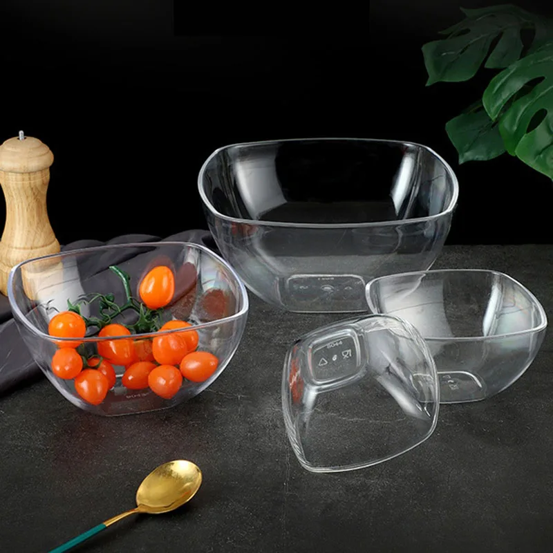 Transparent Acrylic Plastic Salad Bowl Lotus Flower Shaped Fruit Vegetable Mixing Bowls