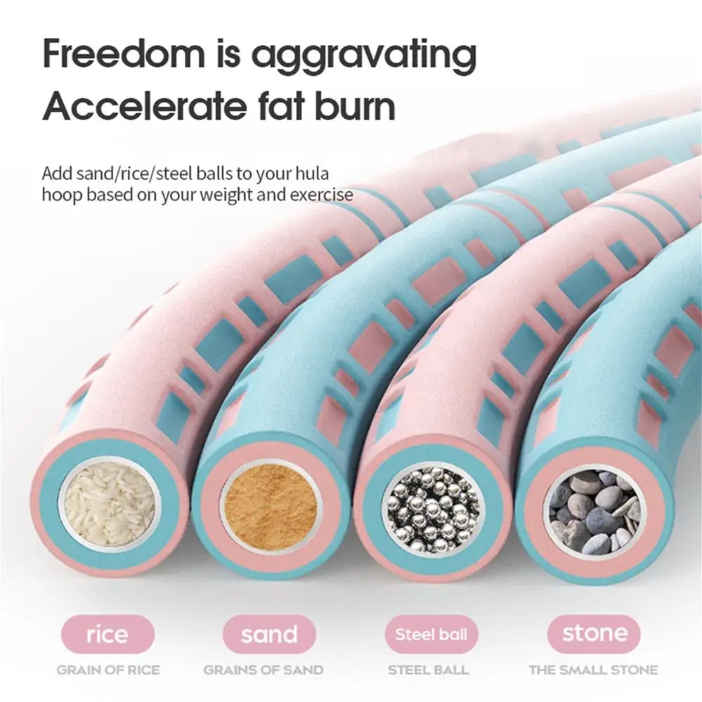 High Quality Fitness Hoop 6 Sections Stainless Steel Foam Detachable Hula Ring Weighted Sports Hoops