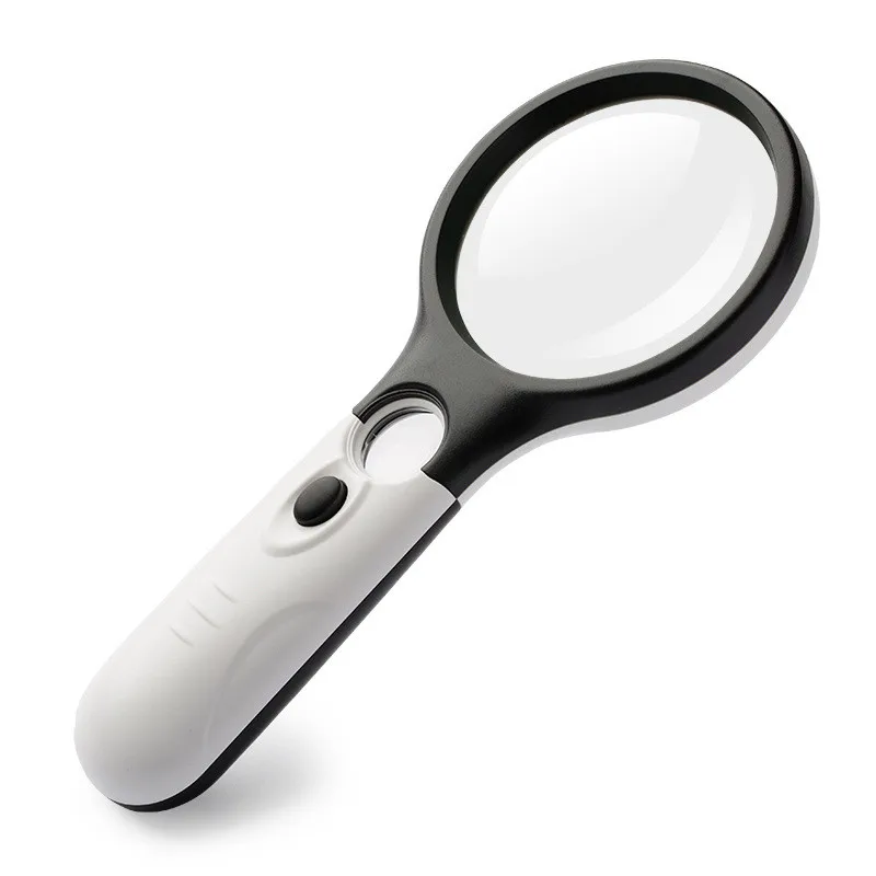 3X Main Lens and 45X Jewelry Lens  LED Lighting Handheld Magnifying Glass for Reading,tTesting and Consulting