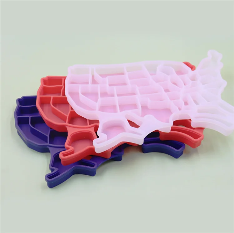 2022 United Amazon Kitchen Gadgets Reusable  Usa United States Map Silicone Ice Cube Mold Tray For Whiskey