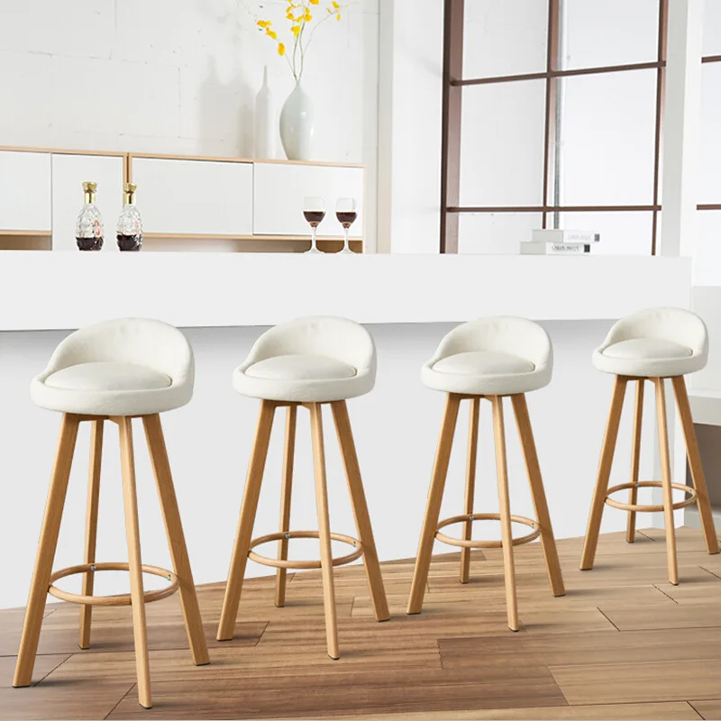 Taburete De Bar Solid Wood Modern Minimalist High Front Wooden Bar Stool Kitchen High Chair Bar Stool Retro Counter Chair