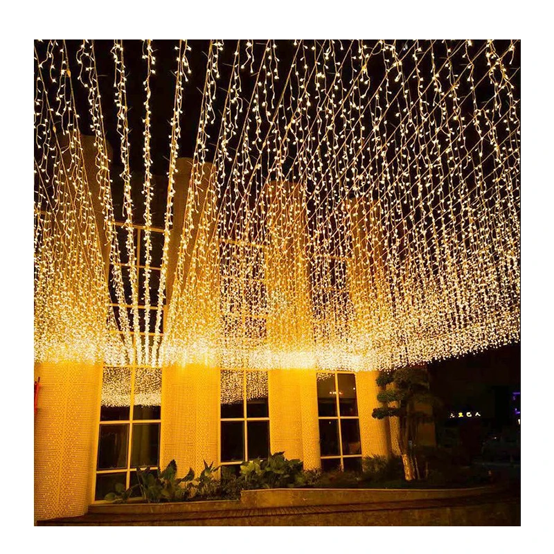 LED Ice Strip Lights Curtain Full of Stars & Colored String for Outdoor Shopping Mall Wedding & Christmas Party Decoration
