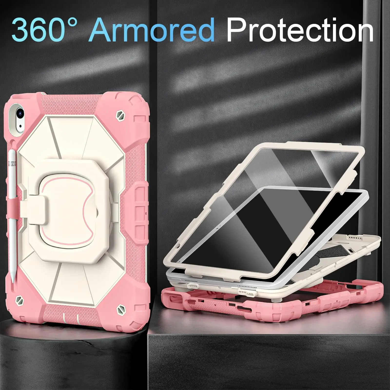 For iPad gen 6 7 8 9 10 case kids shock proof 360 Degree Rotating Silicon Tablet Covers & Cases for ipad 9 10 generation Case