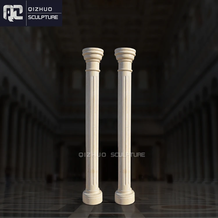 Outdoor Villa Building Decor Hand Carved Roman Pillars Column White Marble Stone Column