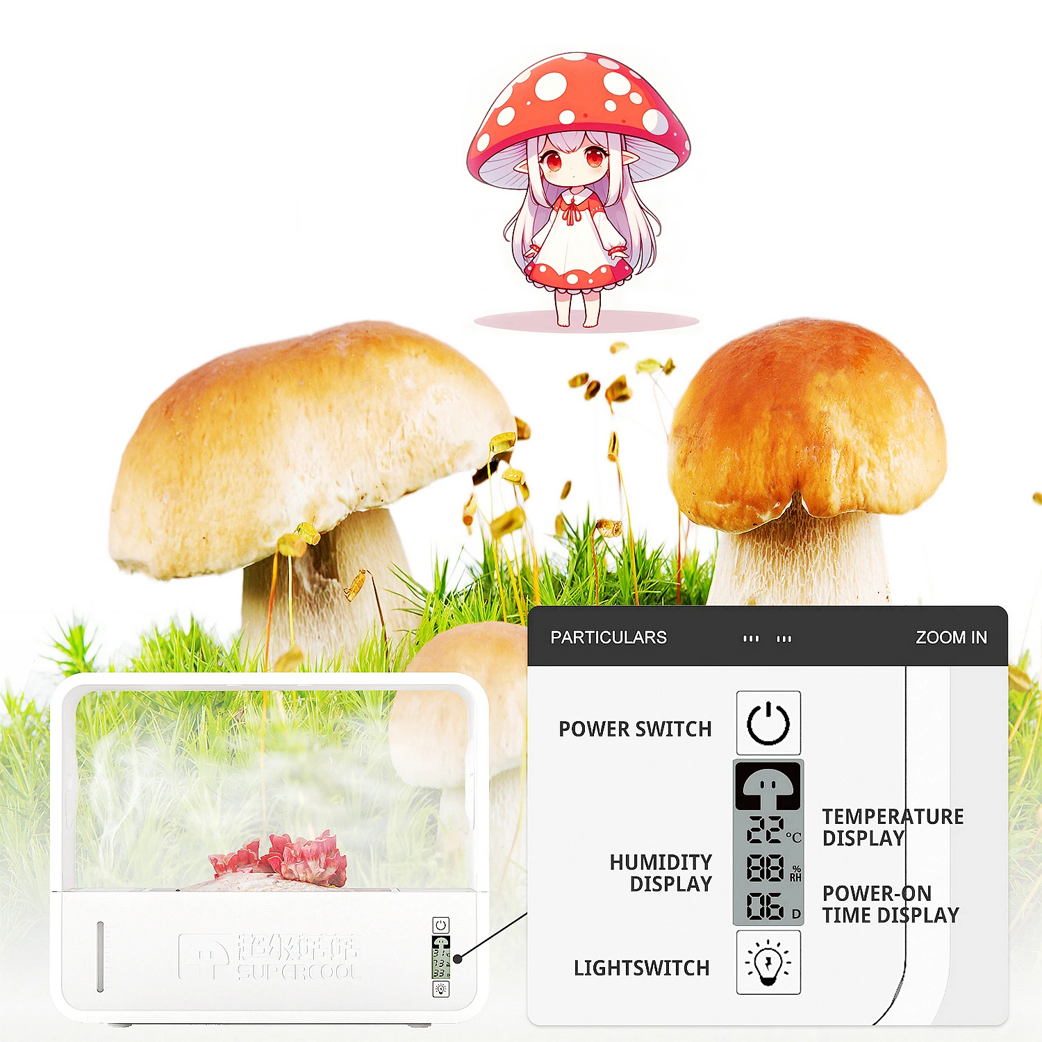 Smart ABS Magic Mushroom Growing Kit with Lighting Timing Control Conveniently Grows Mycelium Mushroom Block for Plant Use