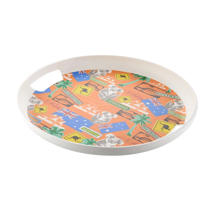 2020 Набор бамбуковых сервировочных лотков с ручкой с принтом на заказ для отеля ресторана