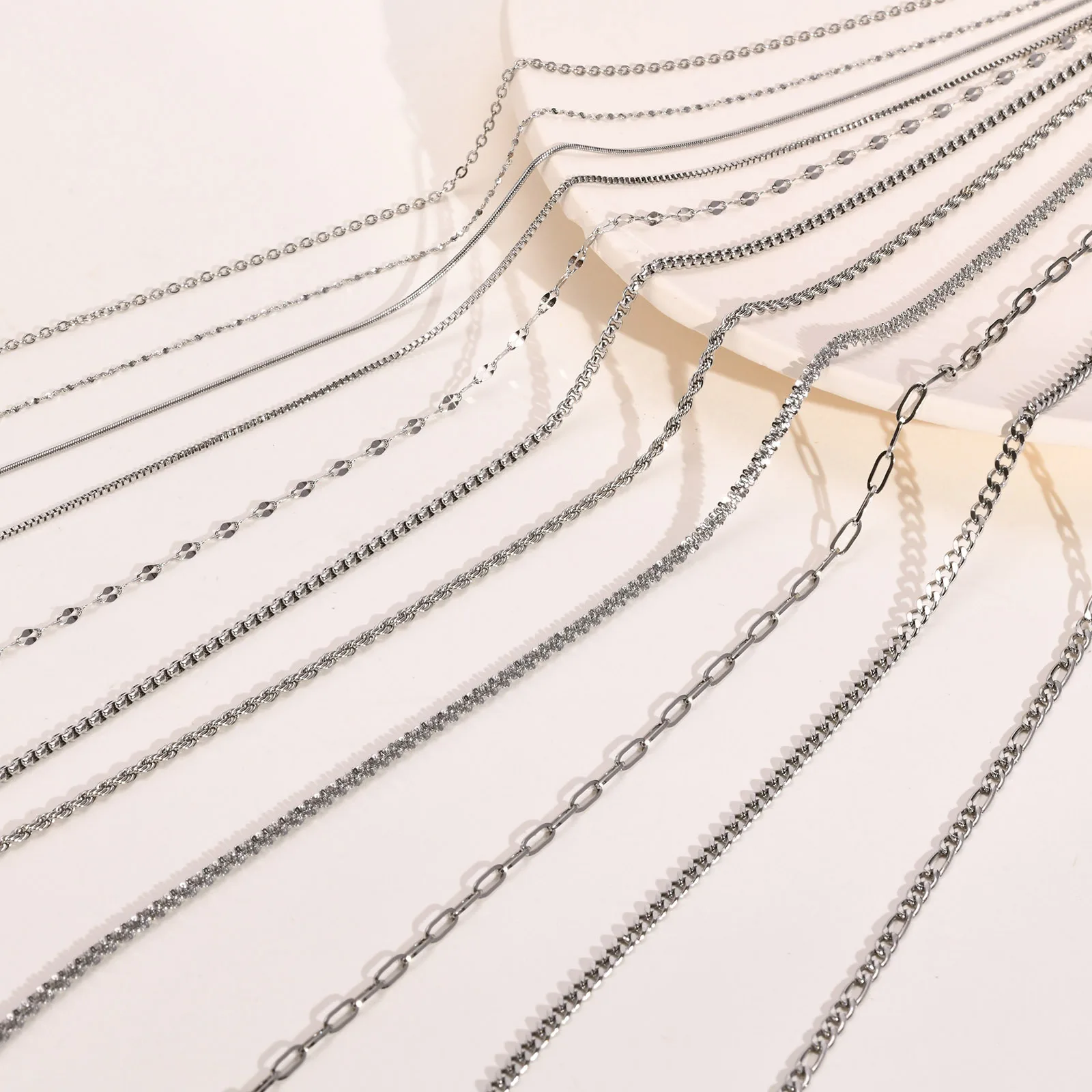Waterproof Stainless Steel Small Thin Chain Necklaces 18k Gold Chain for DIY Necklace Jewelry