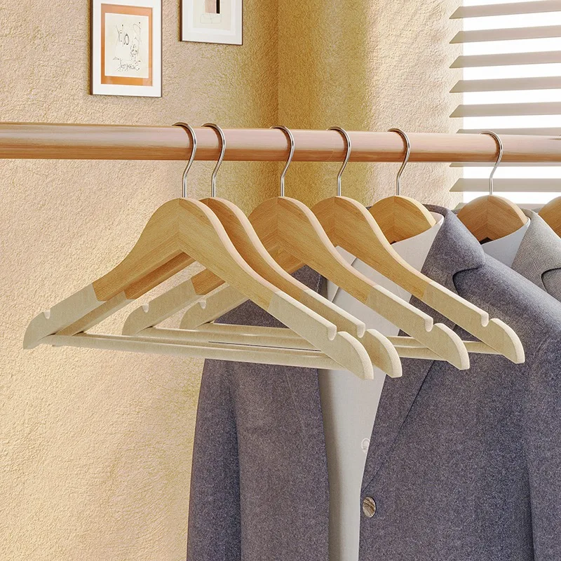 Custom Logo Manufacturer wholesale high quality hot selling round head natural brown wooden hanger for clothing store