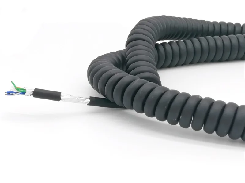 Cat5e Cu 28AWG FTP PE insulation TPU jacket Cable coiled Lenght 63cm without  connector Spiral Cable