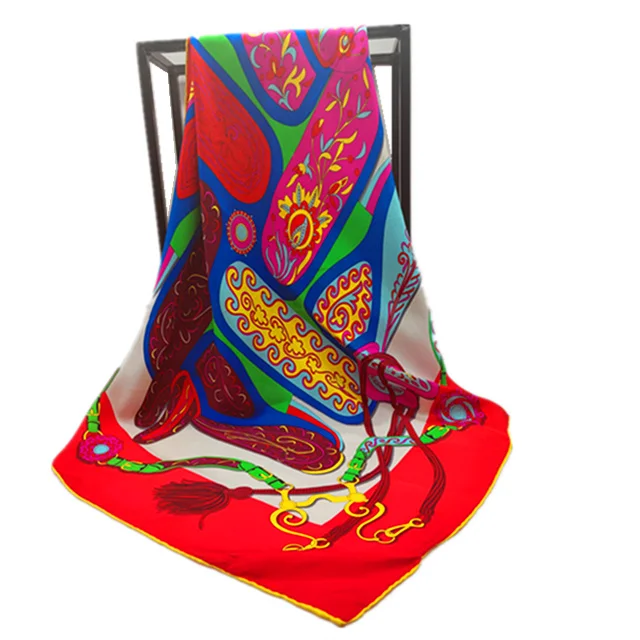 Модный дышащий шелковый шарф с квадратным принтом, Шелковый платок для хиджаба, хиджаб для женщин