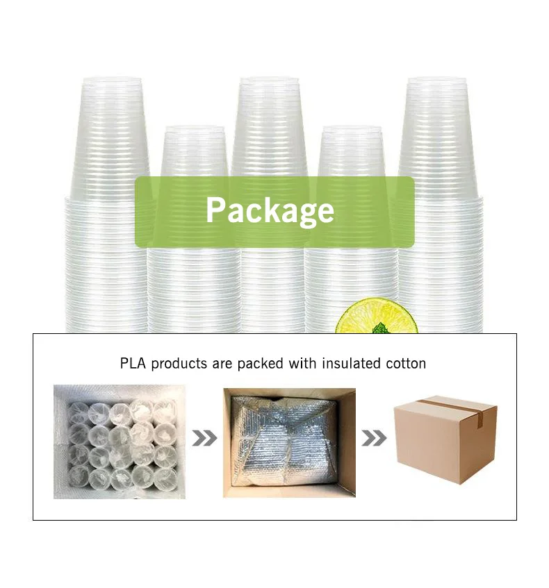 FULING plant-Based eco friendly PLA clear cold plastic coffee cup 16 oz 24 oz compostable Cup