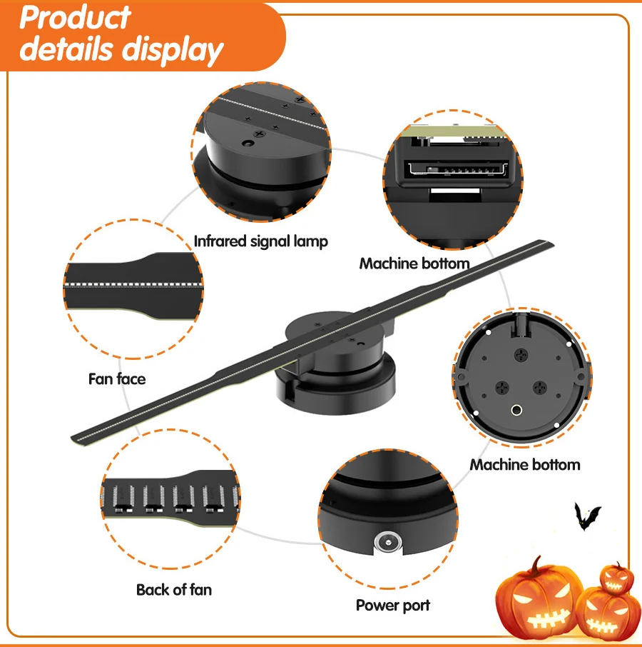 YHPD42H High Tech 3D Holographic Advertising Machine Projection 42cm Circular Display Screen With 244 Full Color LED 3d hologram