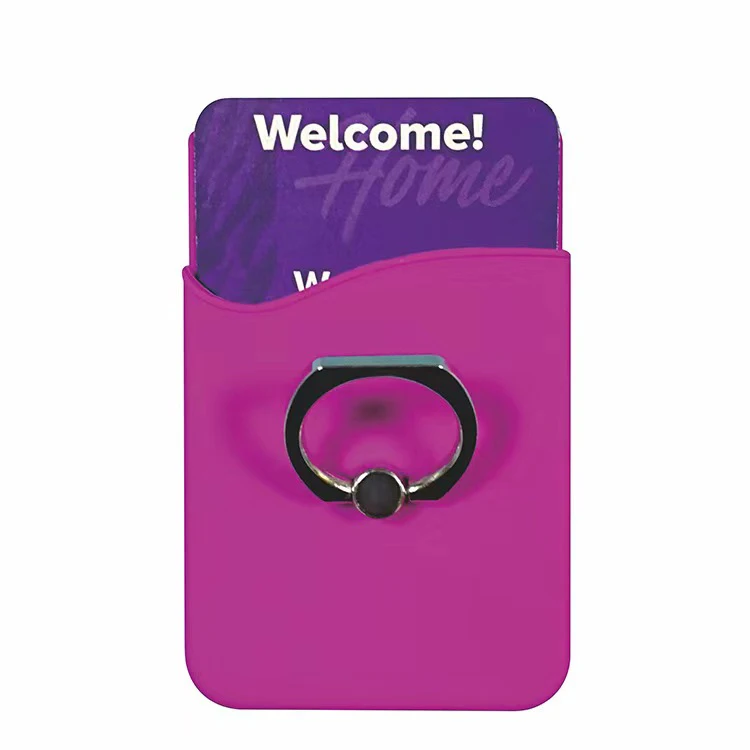Hot Sale Silicone Phone Card Holder With Ring Stand Customized Design Available