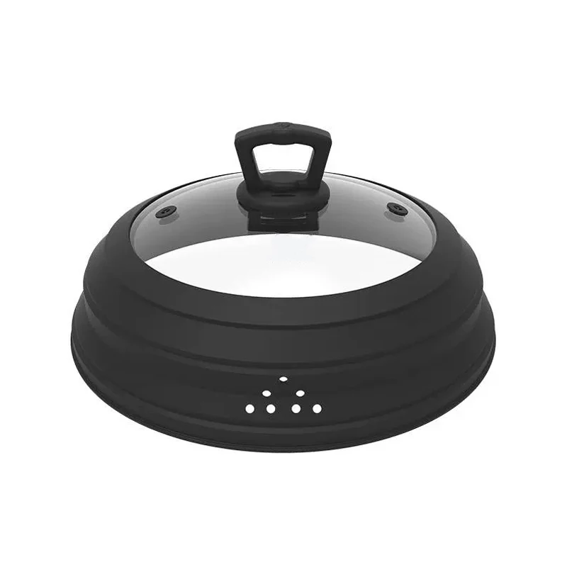 Homesun Multifunctional foldable silicone microware heating anti splatter cover with air holes