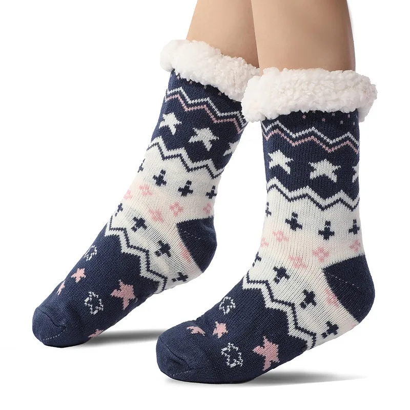 Quality cable knit slipper socks anti-slip thick slipper socks smart winter warm fluffy stylish socks