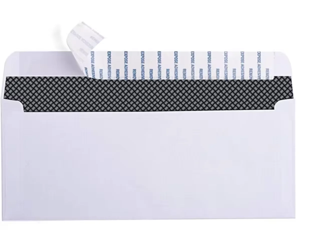 Hot Sales #10 Security SELF-SEAL Mailing Envelopes With Windowless White Envelop Business Letter Envelope Custom