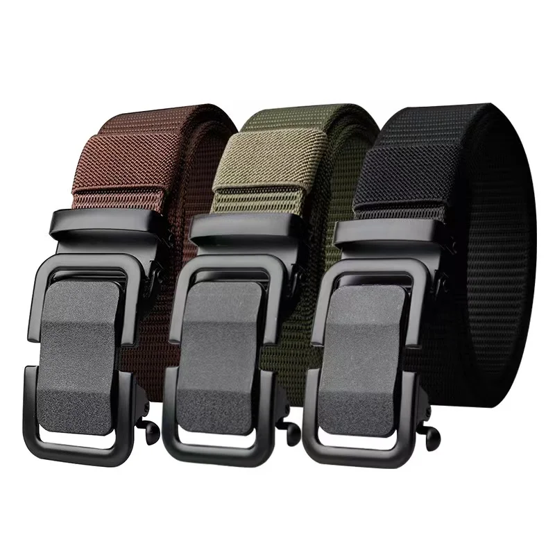 Iron Ratchet Buckle Imitation Nylon Belt Custom Braid Woven Mens Designer Belts