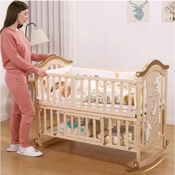 Pine Wood Cunas De Bebe Adjustable Height Crib Berceau