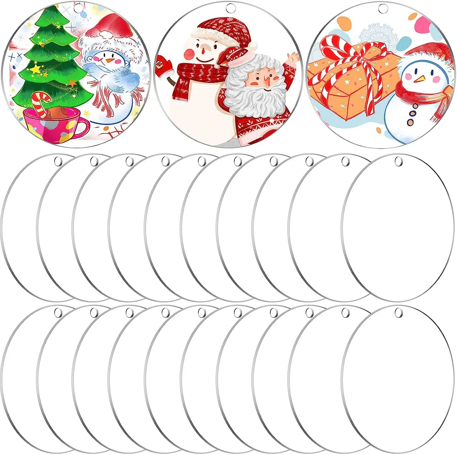Wholesale Blank Christmas Gift Display White Christmas Acrylic Round Ornaments