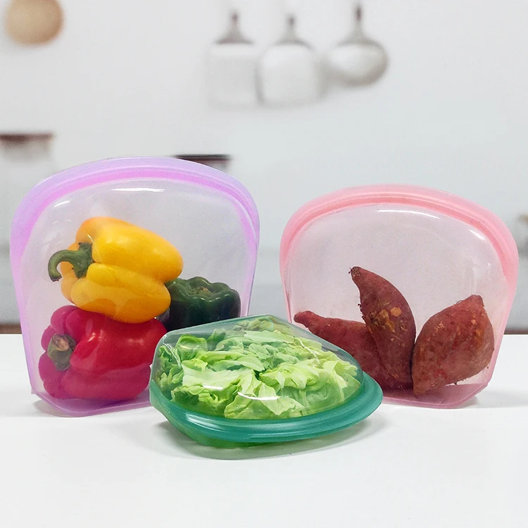 Wholesale Food Grade Heat Resistant 3.5L 2L 1L Reusable Silicone Storage bag Self Sealing Food Bag