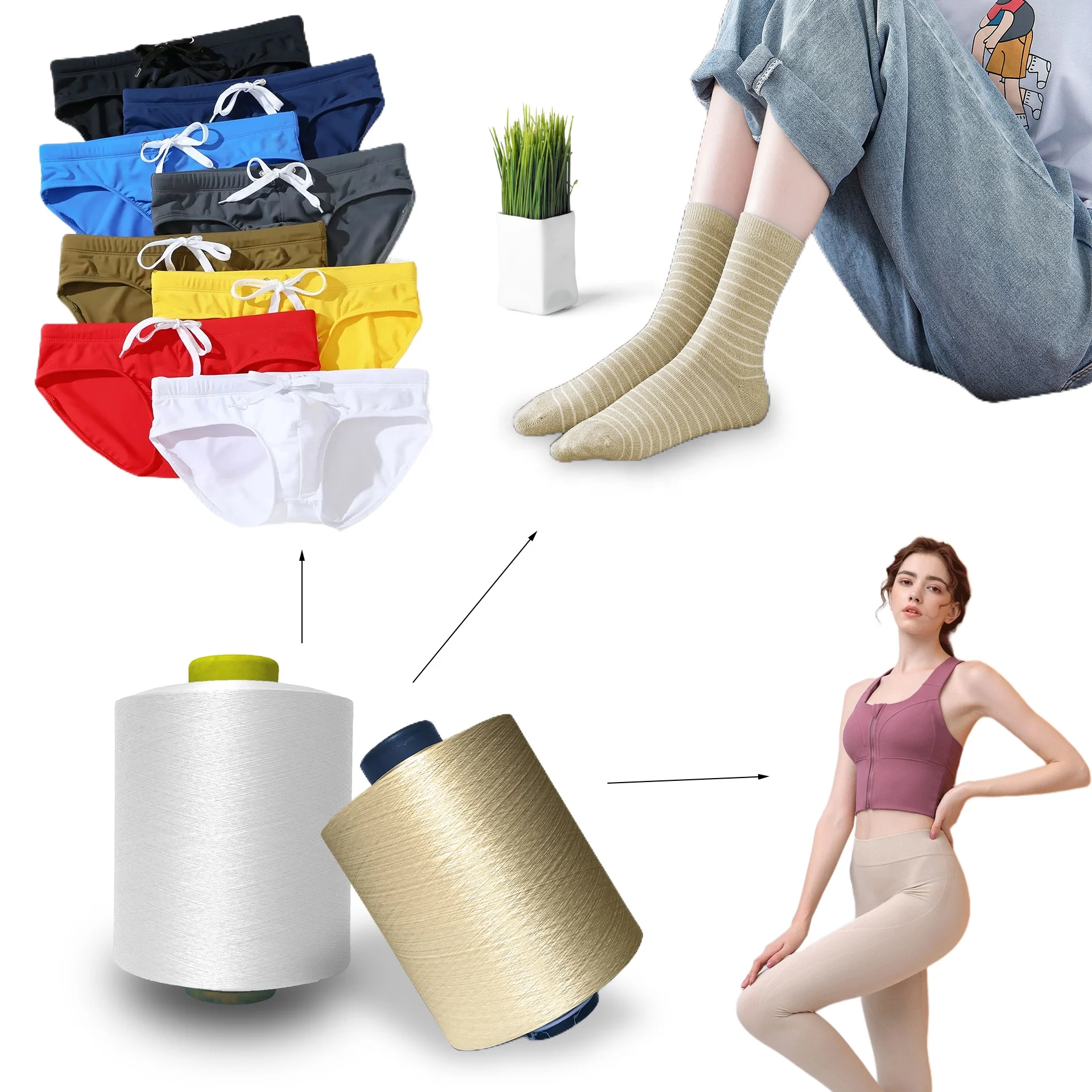 Nylon Stretch Yarn Spandex Yarn S Z Twist Air Covered Yarn Multiple Specifications 20/30 20/40 20/50 20/70 20/75