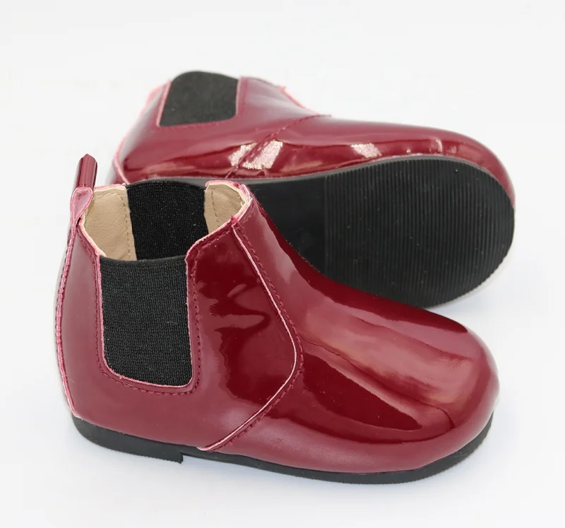 2019 new fashion elastic kids red classy leather boots hard sole winter leather boots