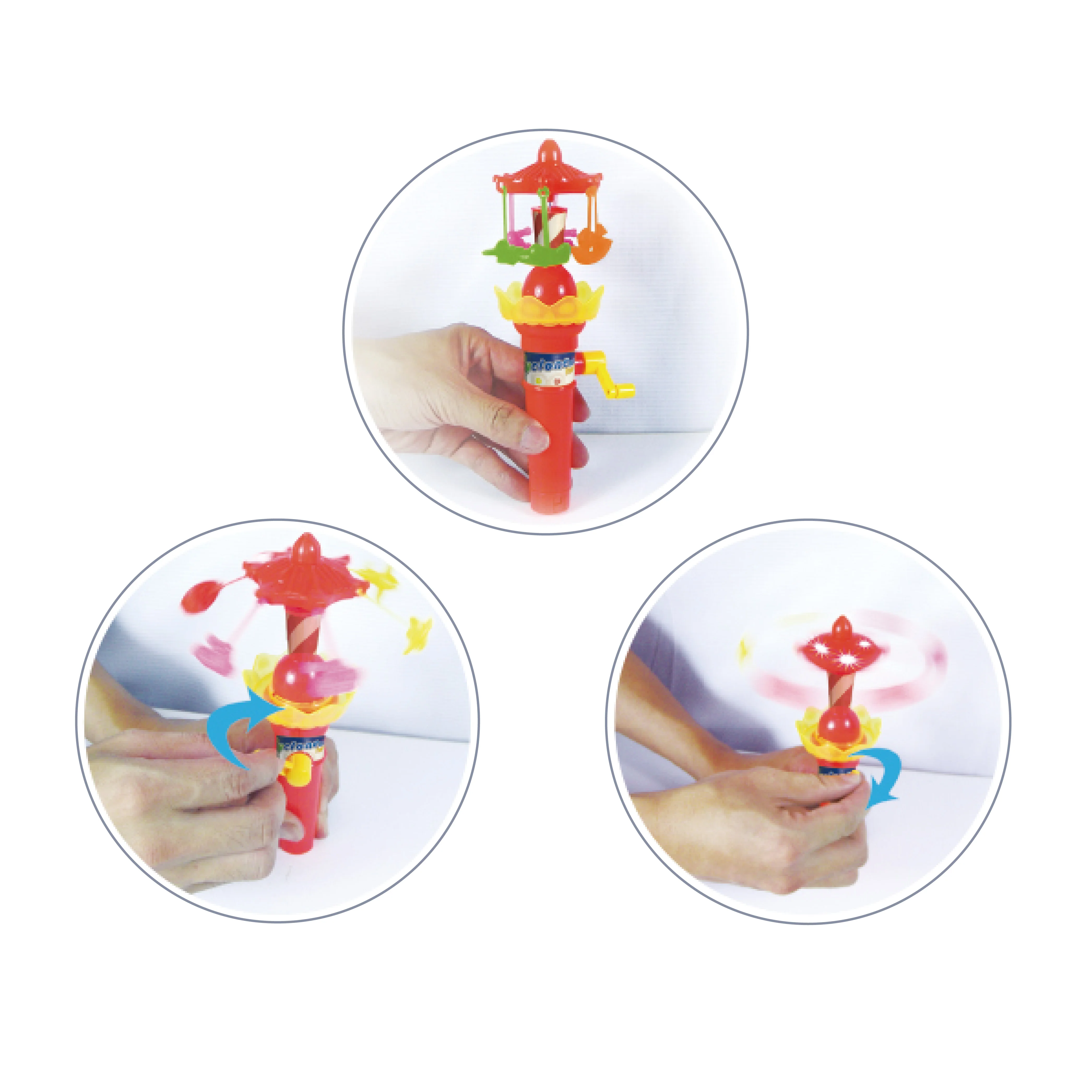 kids plastic toy candy hand-cranked lotus lamp fun glowing candy toy rotating amusement park candy toys