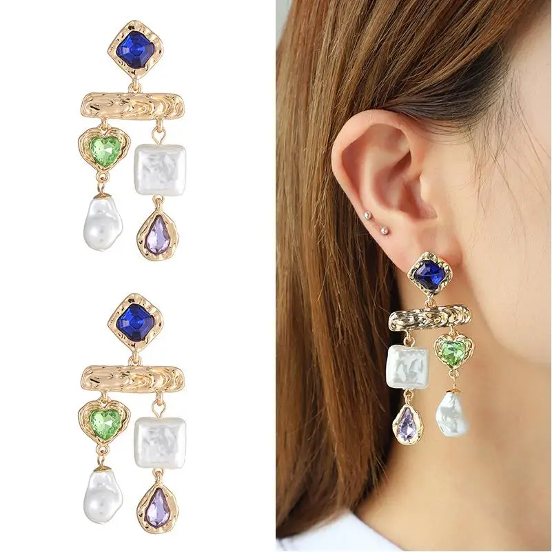 Stainless Steel Earring Korean Vintage Zircon Girls Wholesale Bulk Enamel Pearl Wholesale Earings Free Shipping Sparkle Earrings