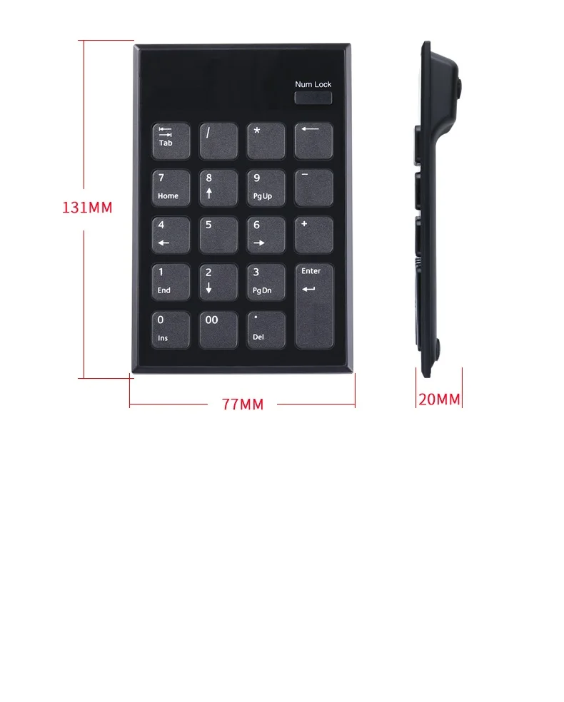 
 USB-подставка для цифр, Ультратонкая цифровая клавиатура с 19 клавишами, USB цифровая клавиатура для ноутбука, ПК: черная  