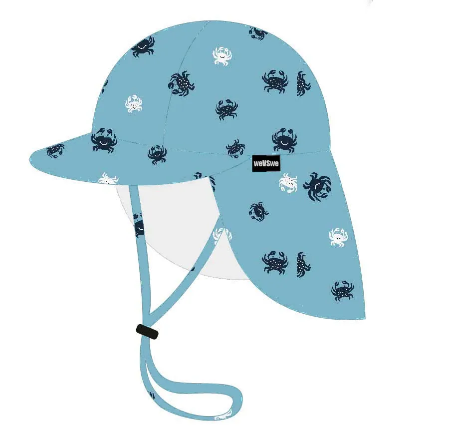 Recycled spandex OEM Oem Low moq UV Protection UPF50 Bucket Cap BABY Neck flap Hat for Toddler Infant Boys & Girls Beach Swim Hat