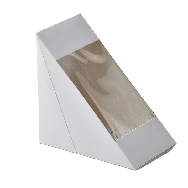 75mm disposable custom made kraft sandwich wedge box with PET window