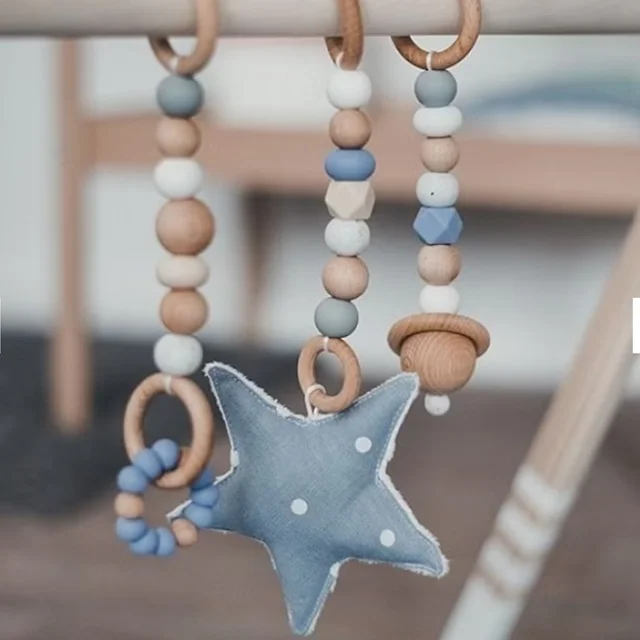 Baby mobile accessories soft bear shaped play mat wood felt gift toys set wooden play gym